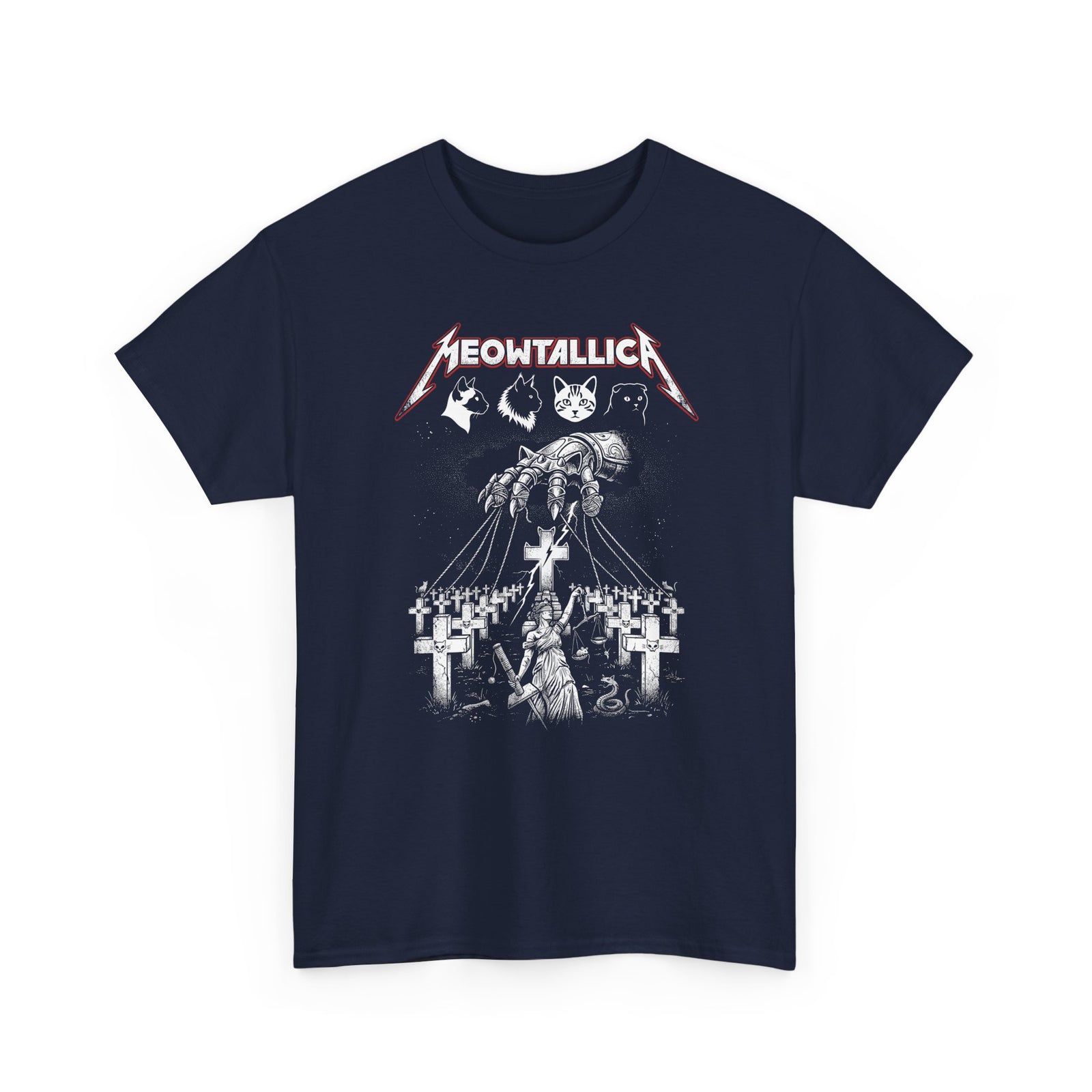 Meowtallica Graphic Tee — Metal Cat Band T-Shirt