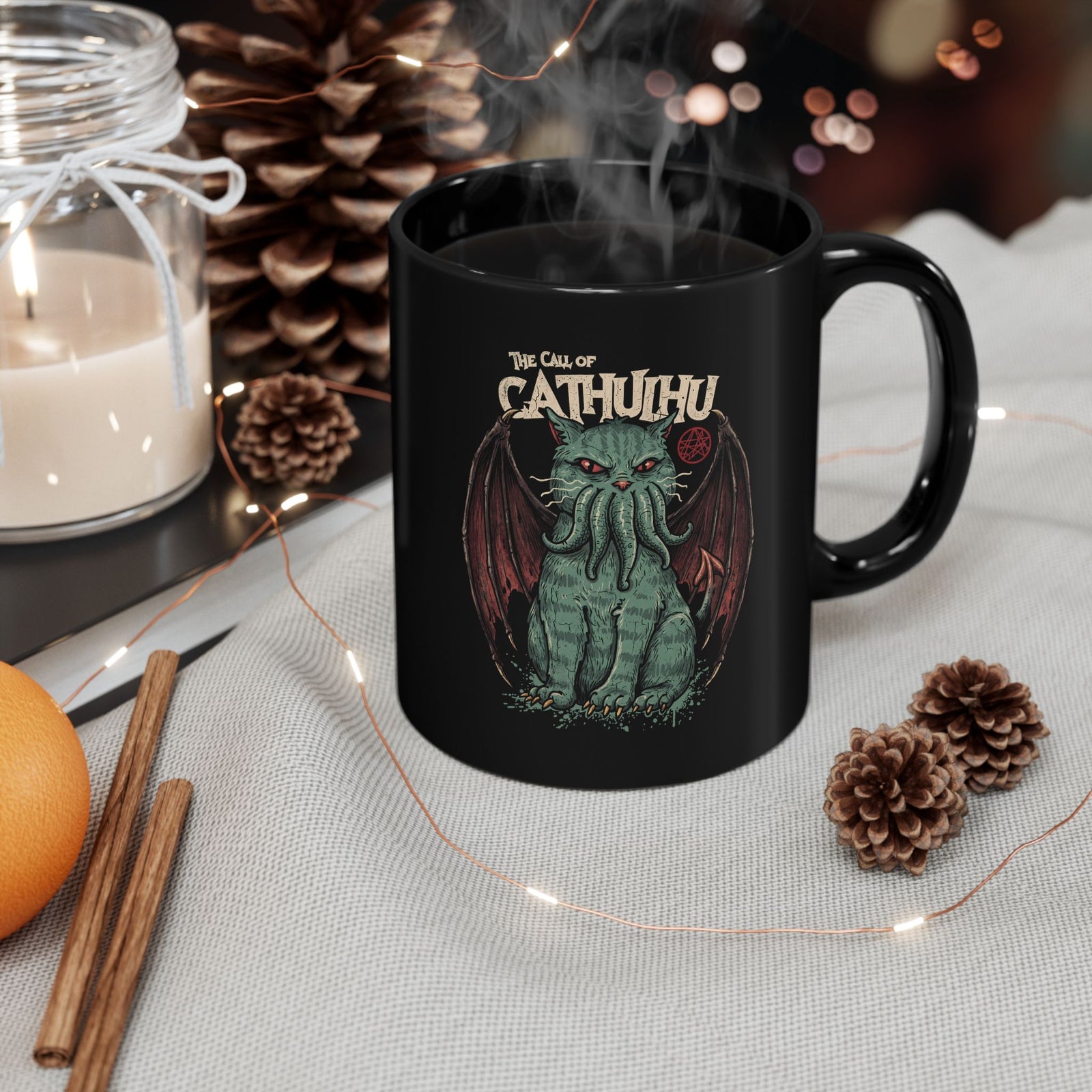 The Call of Cathulhu Black Mug — Dark Gothic Creepy Cute Drinkware