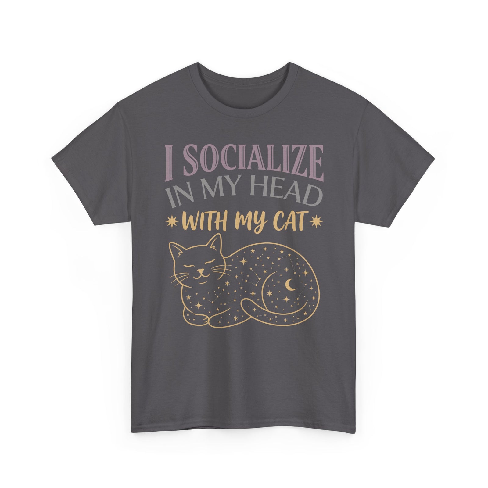 I Socialize in My Head With My Cat T-Shirt — Funny Cat Lover Tee