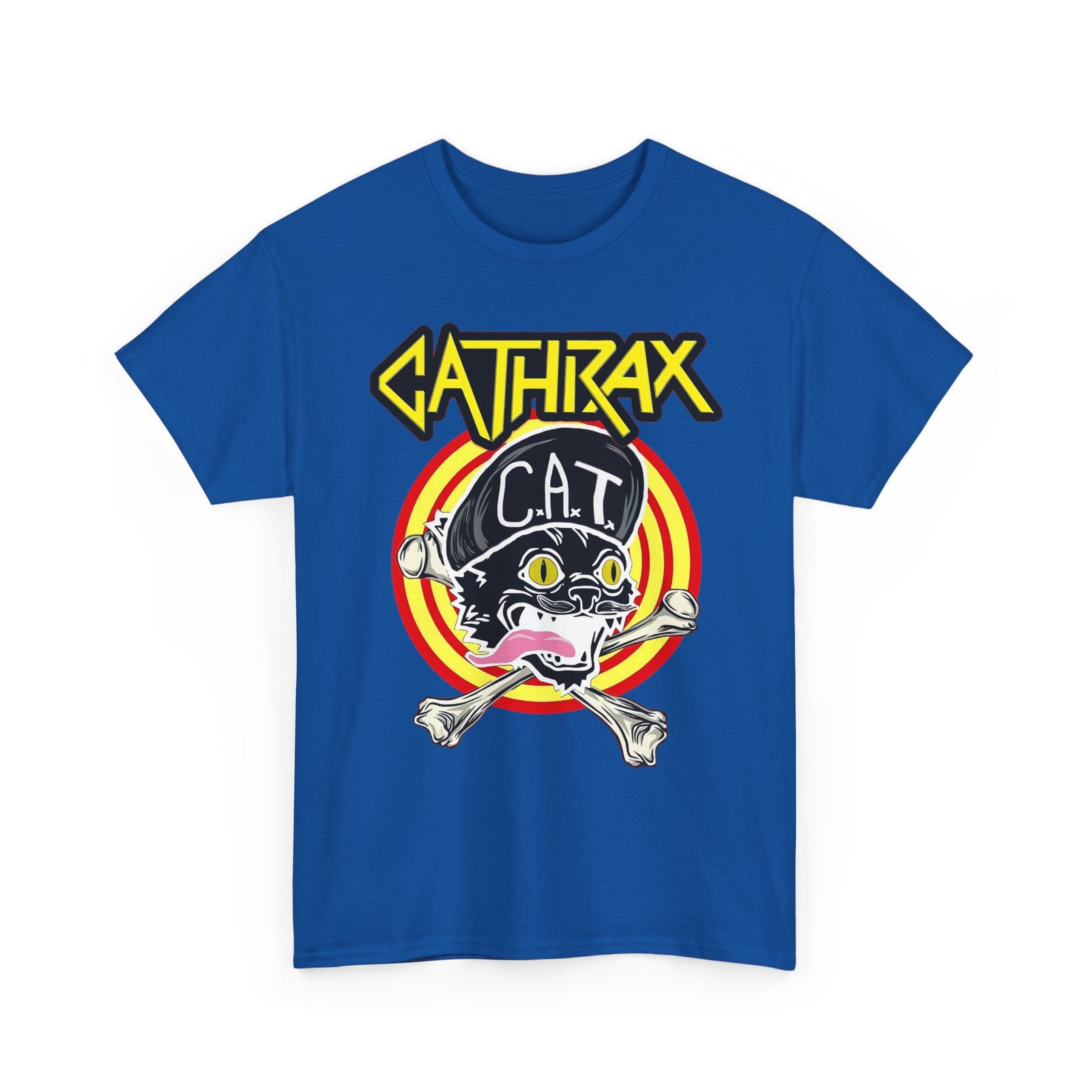 Cathrax Parody Cat T-Shirt — Heavy Metal Band Cat Graphic Tee