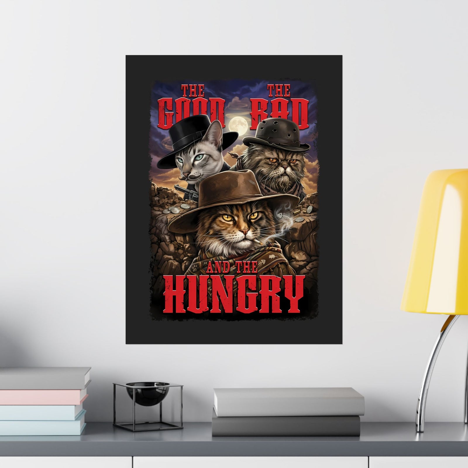 The Good The Bad The Hungry — Cat Parody Poster