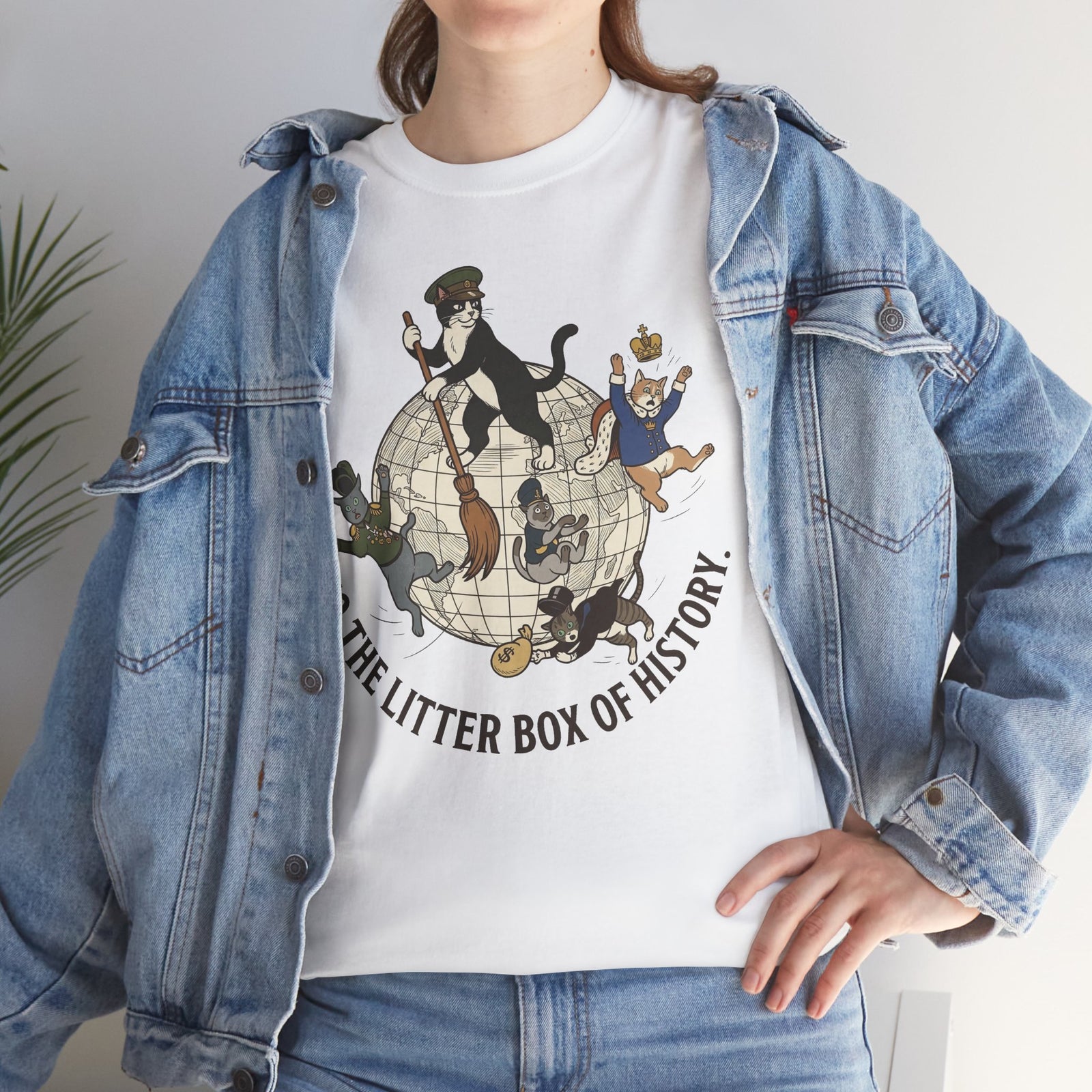To the Litter Box of History Cat Globe Illustration