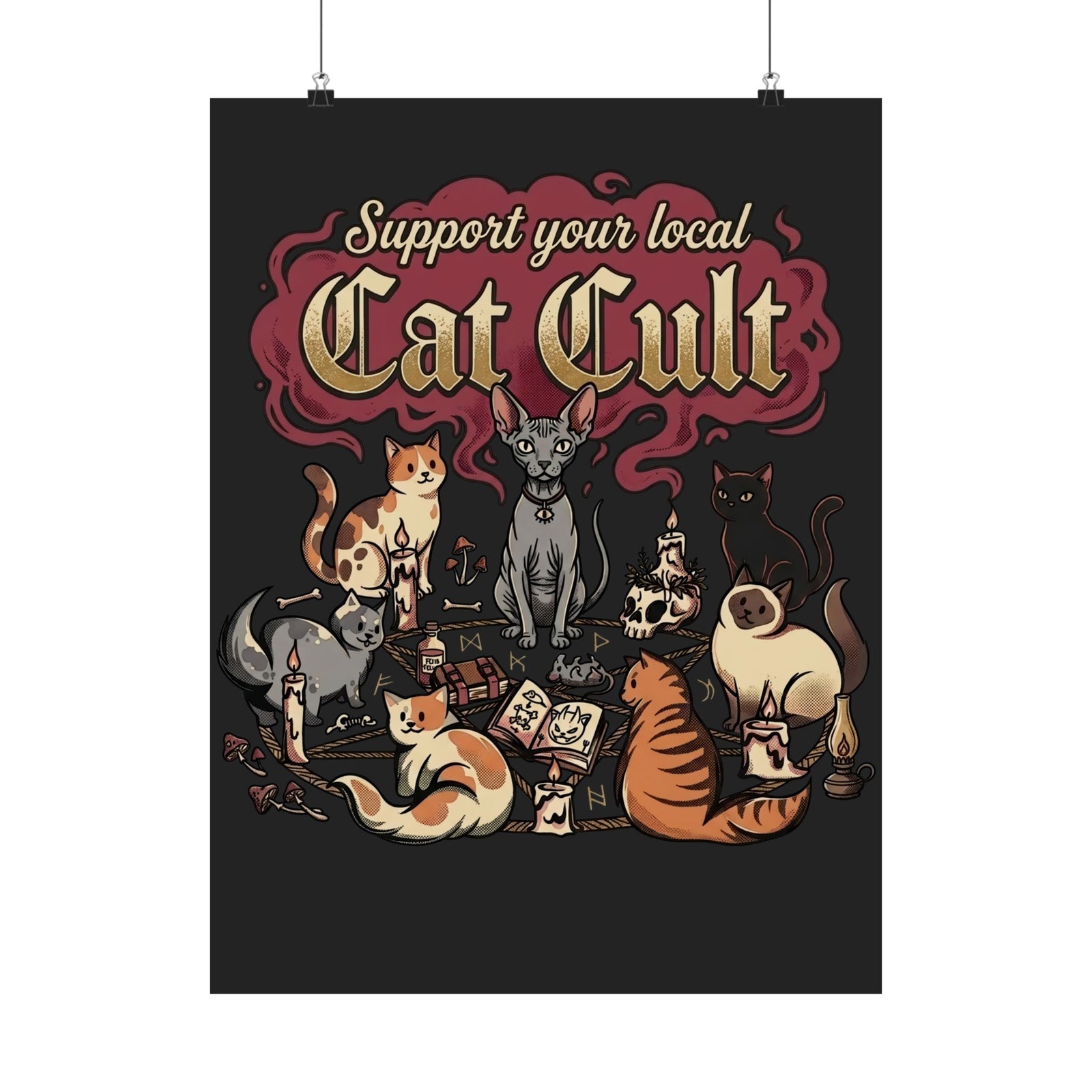 Support Your Local Cat Cult Poster — Funny Cat Lover Poster