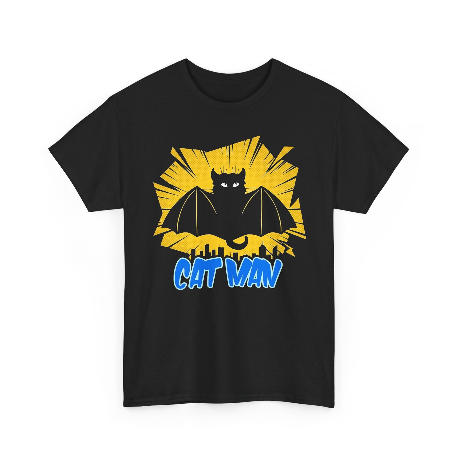 Cat Man T-Shirt — Funny Bat Cat Graphic Tee for Cat Lovers