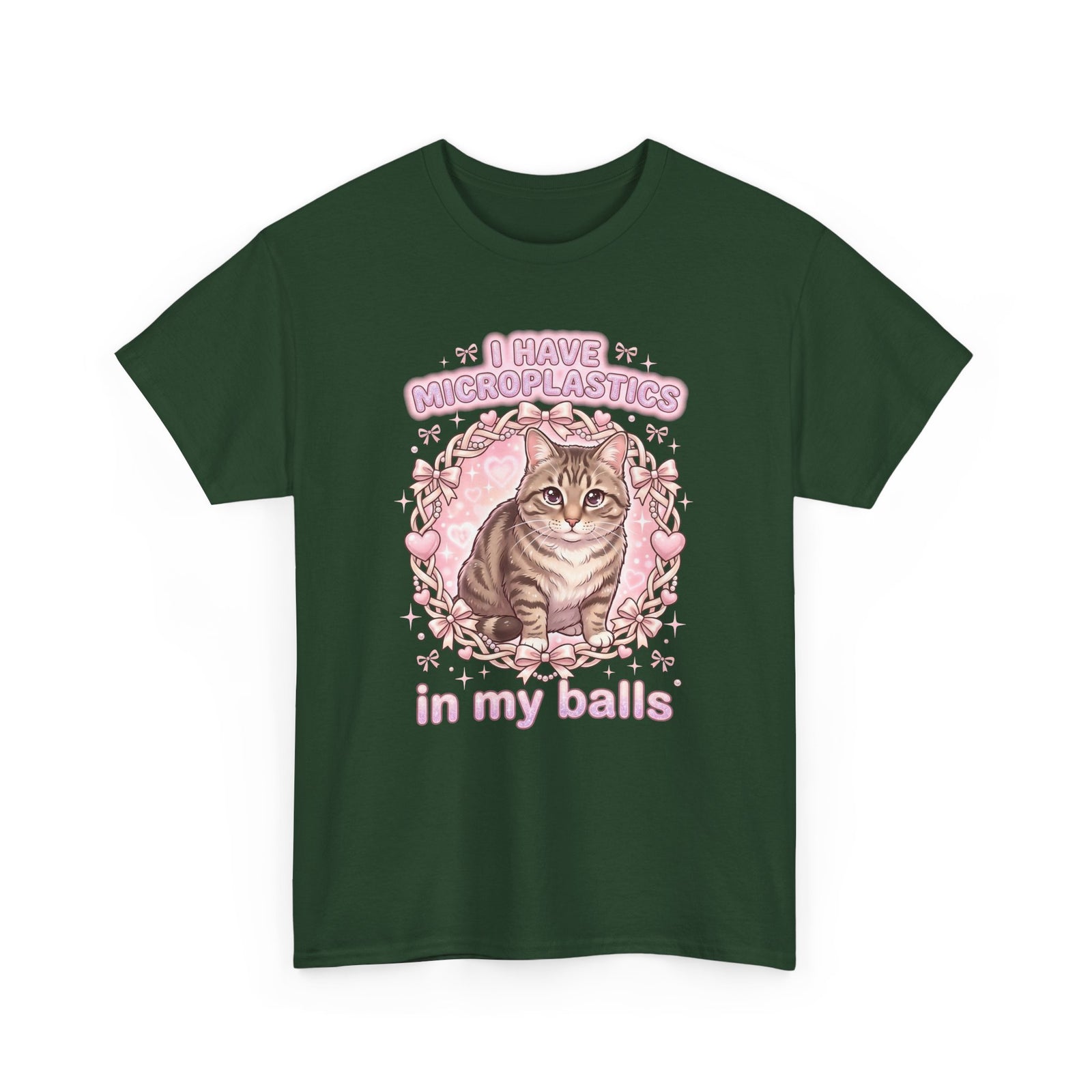 Funny Cat Tee "I Have Microplastics In My Balls" Meme Shirt