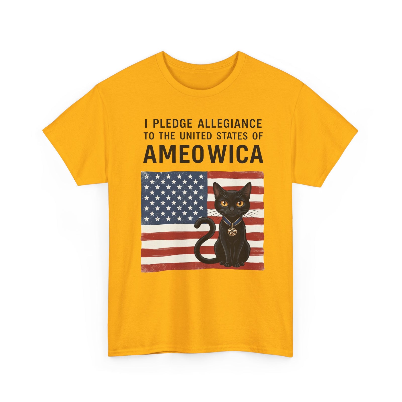 "United States of Ameowica" Funny Patriotic Black Cat T-Shirt