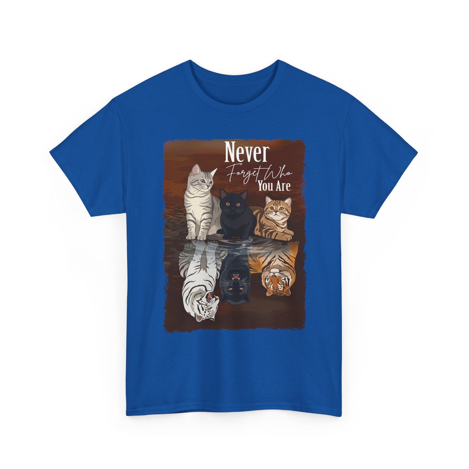 Cat T-Shirt "Never Forget Who You Are" — Reflective Trio Cat Design