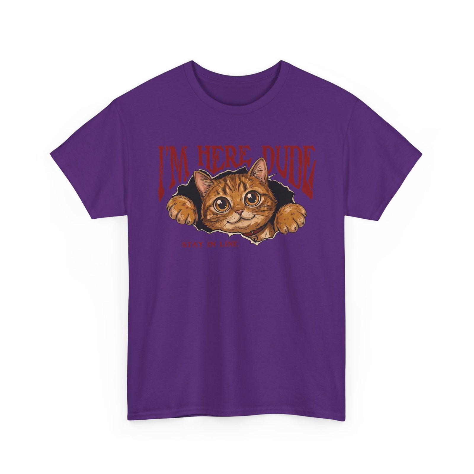 I'm Here Dude Cat T-Shirt — Funny Orange Tabby Ripped Graphic Tee