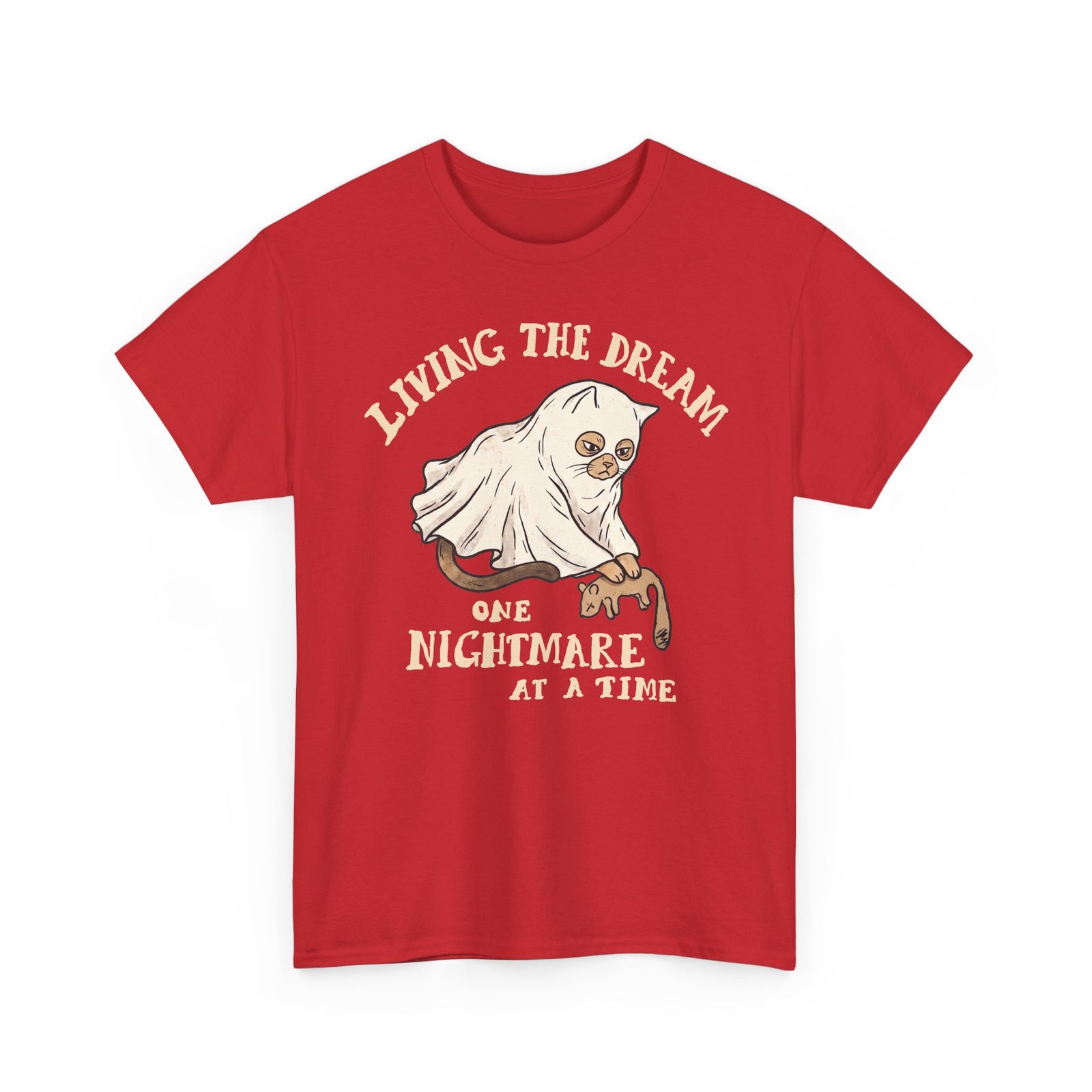 Living The Dream One Nightmare At A Time Ghost Cat — Sarcastic Halloween Art