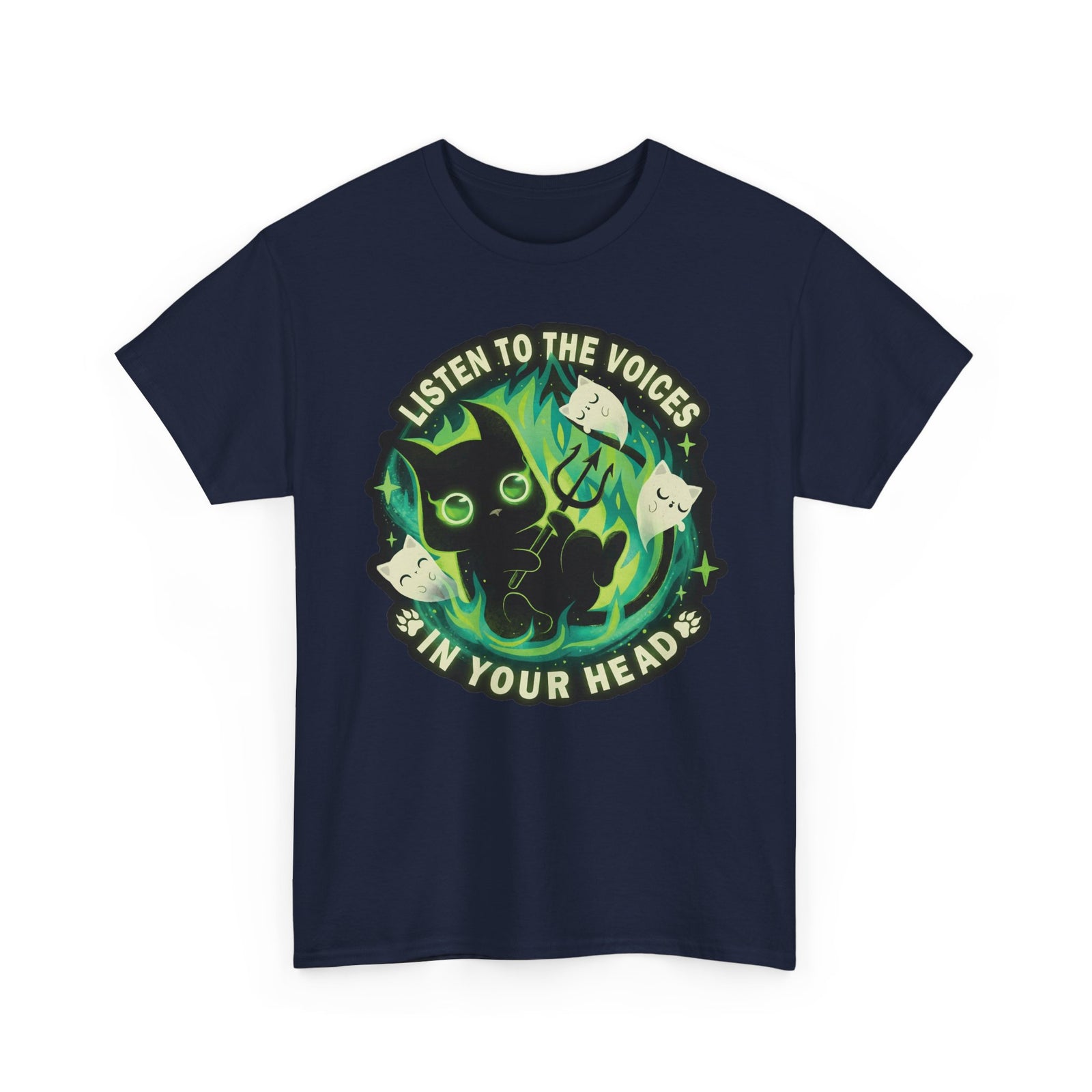 Listen To The Voices In Your Head Devil Cat — Spooky Cute Black Cat Art