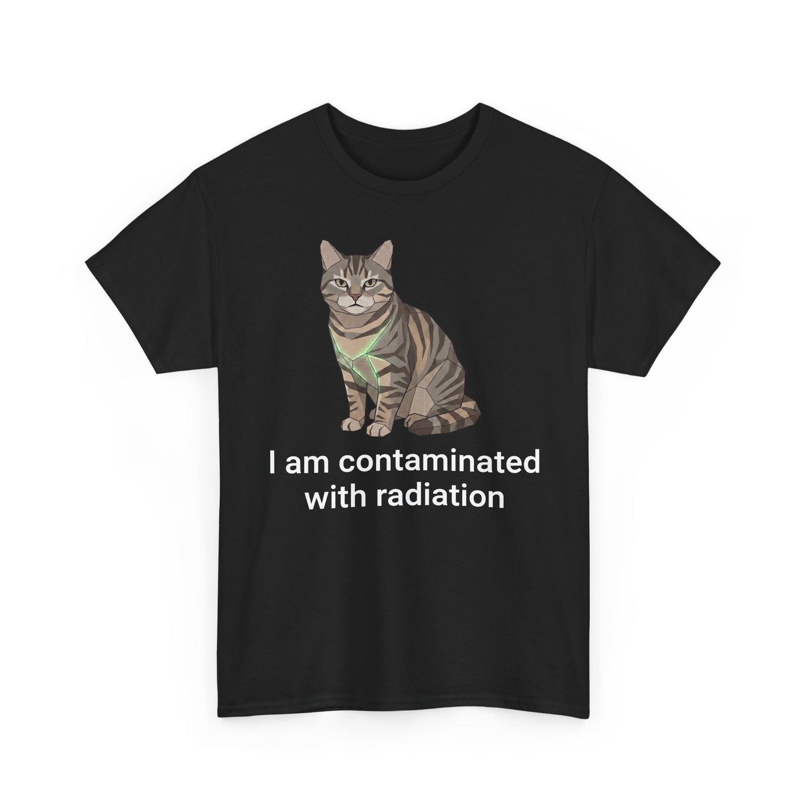 Funny Cat T-Shirt "I Am Contaminated with Radiation" Humorous Retro Radioactive Tee