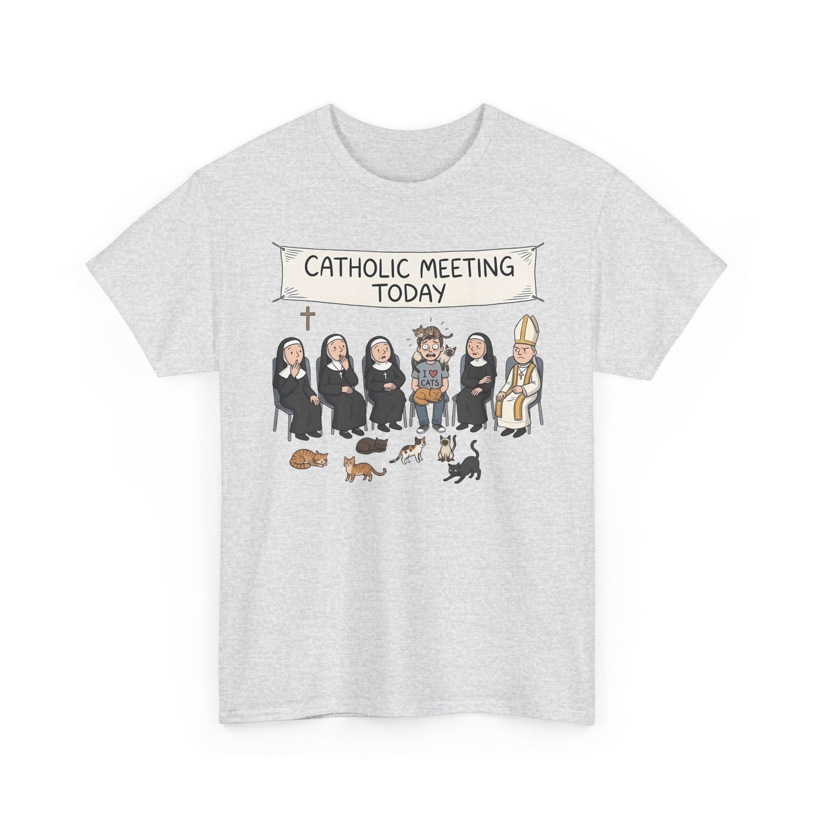 Catholic Meeting Today Funny Cat Lovers T-Shirt