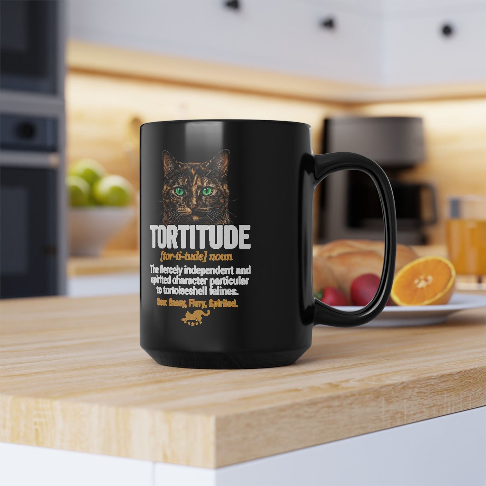 Tortoiseshell 'Tortitude' Black Mug