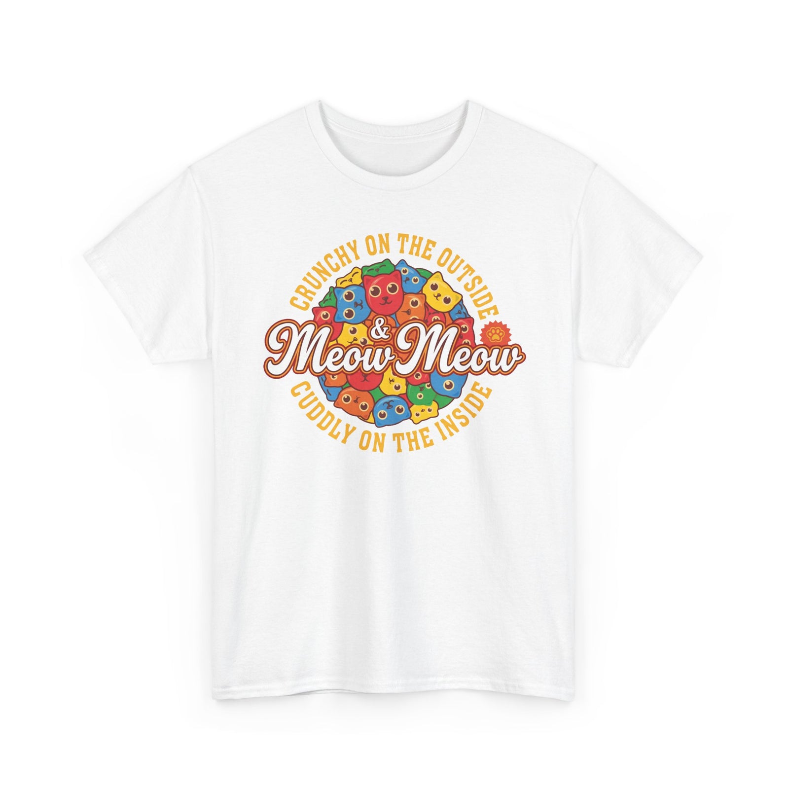 Meow Meow Cat Cereal Tee — "Crunchy on the Outside, Cuddly on the Inside"