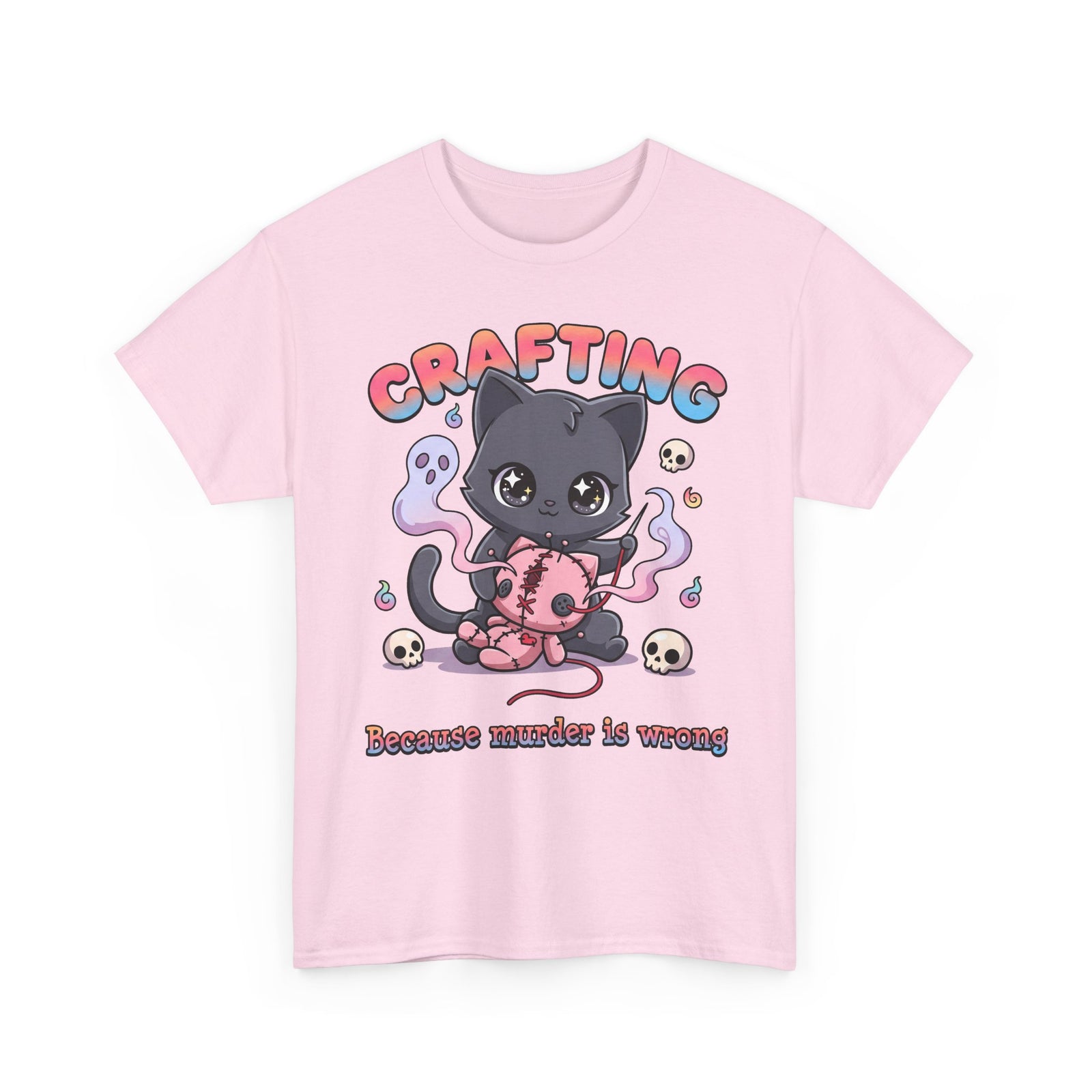 Crafting Because Murder Is Wrong Black Cat Shirt — Creepy Cute Voodoo Doll T-Shirt