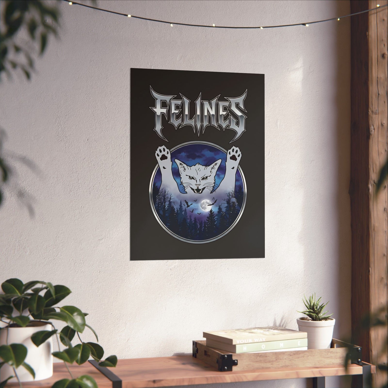 Felines Ghost Poster — Spooky Cat Graphic Poster