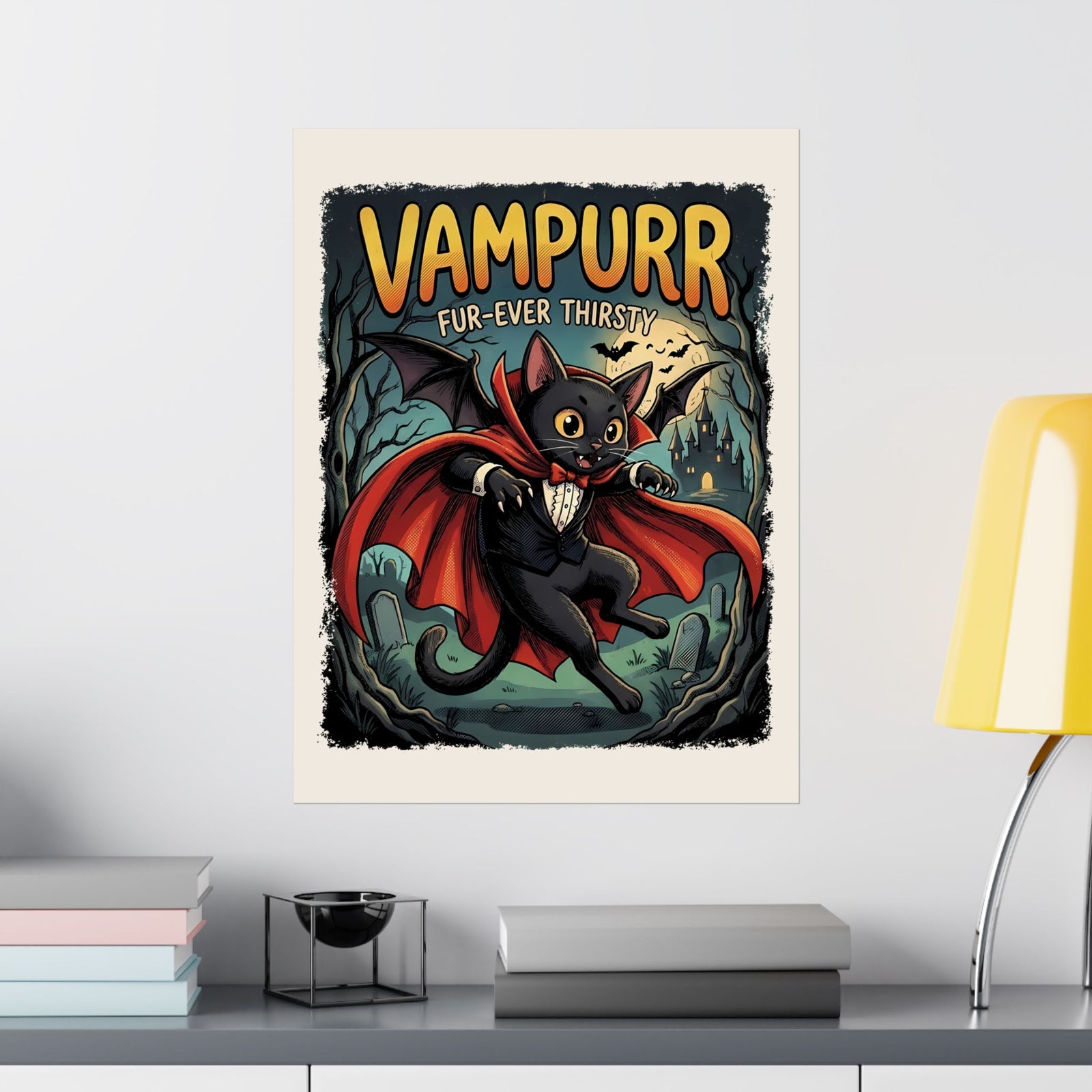 Vampurr 'Fur-ever Thirsty' Cat Vampire Poster