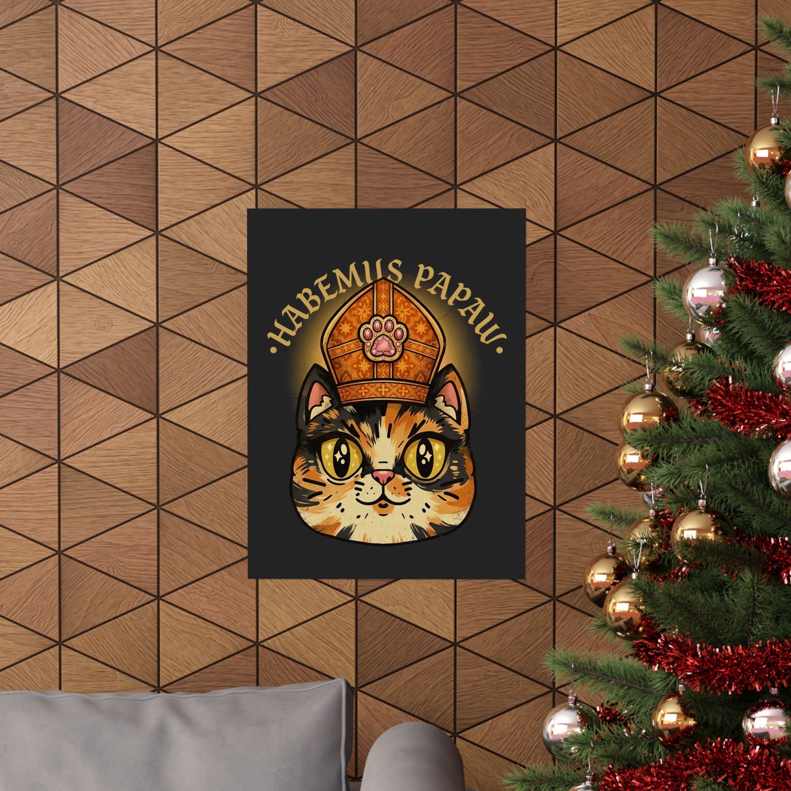 Funny 'Habemus Papaw' Catholic Kitten Poster — Pope Cat Graphic Poster