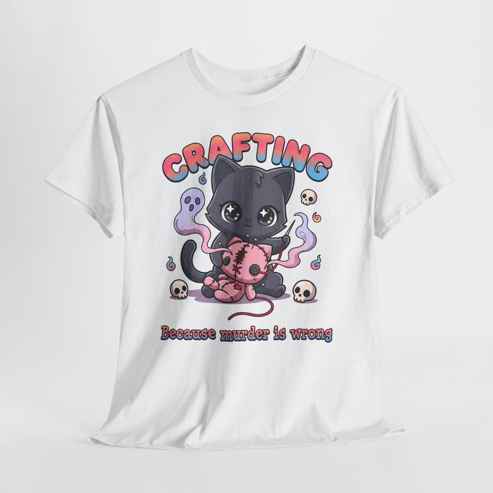 Crafting Because Murder Is Wrong Black Cat Shirt — Creepy Cute Voodoo Doll T-Shirt