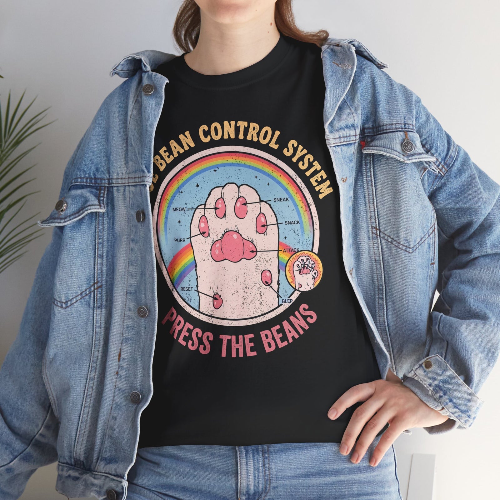Toe Bean Control System T-Shirt — Funny Cat Paw Infographic Tee