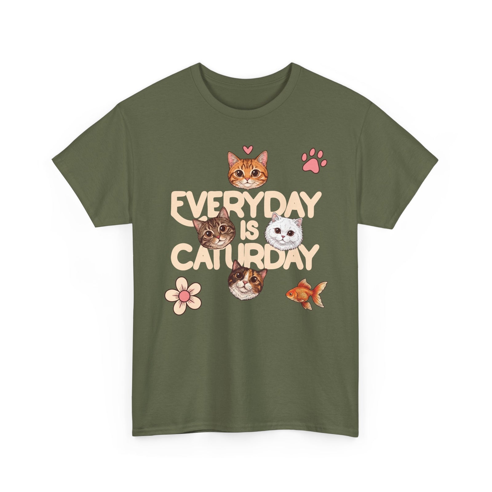 Everyday Is Caturday T-Shirt — Cute Whimsical Four Cats Graphic Tee
