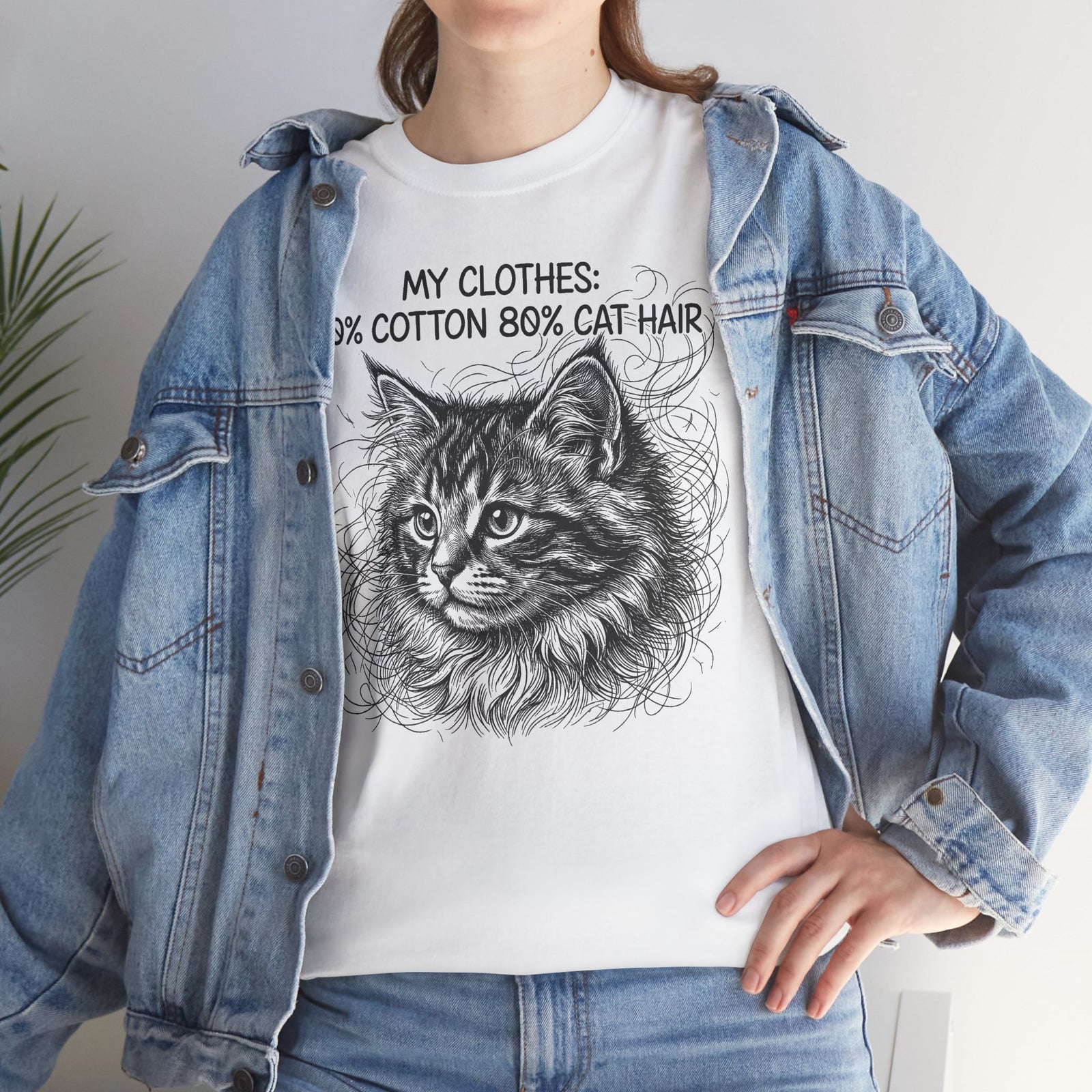Cat Hair Tee — "My Clothes: 20% Cotton 80% Cat Hair" Graphic T-Shirt