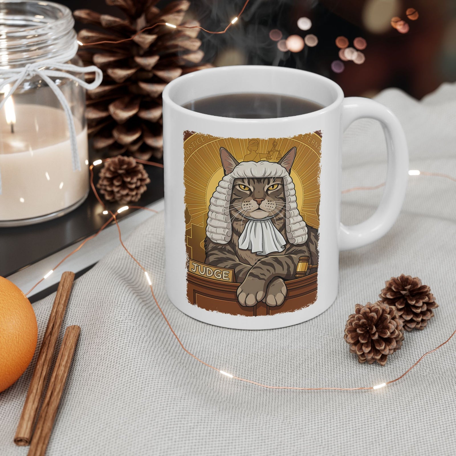 Cat Judge Ceramic Mug Funny Cat Lawyer / Judge Graphic Mug