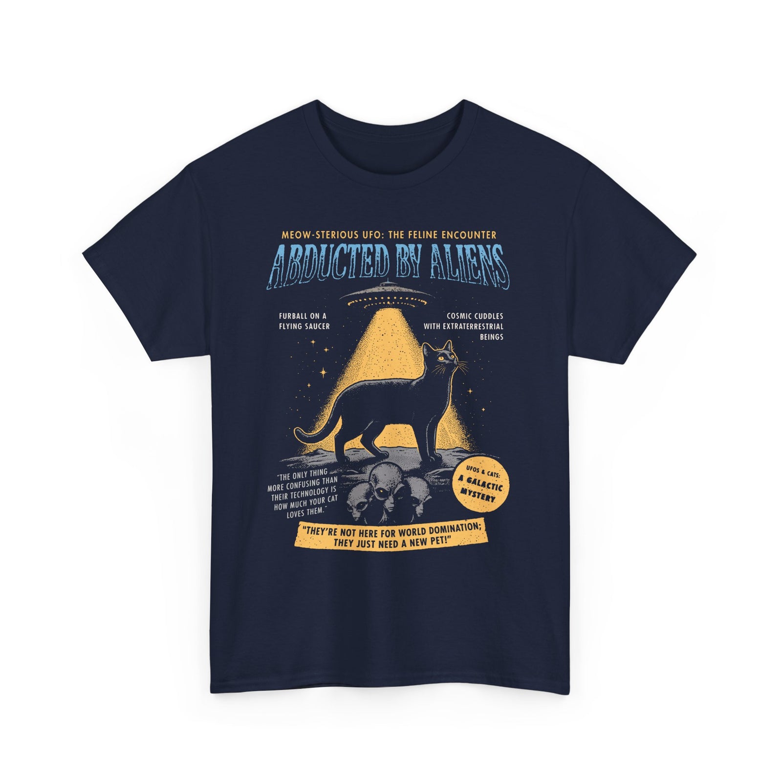Abducted by Aliens Black Cat T-Shirt — Cute UFO Cat Tee