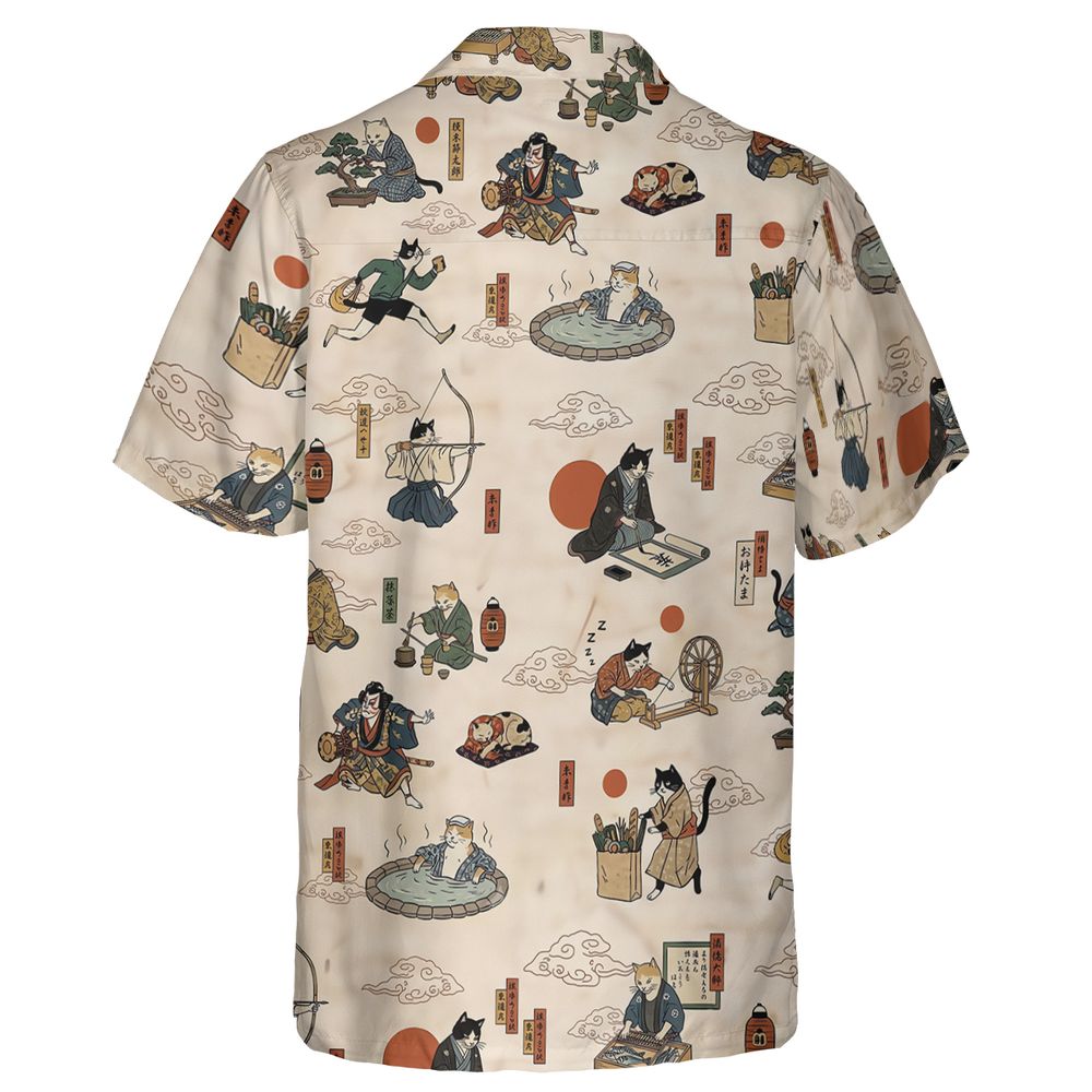 Ukiyo-e cat Hawaiian Shirt - - 2