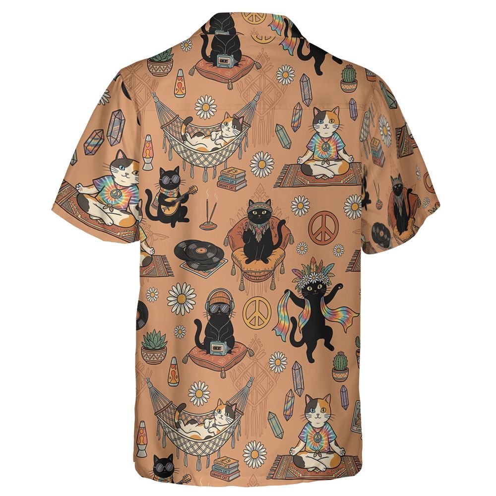 Hippie and Cat Hawaiian Shirt - - 2