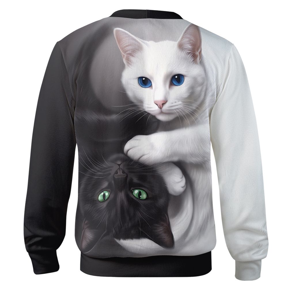 Yin Yang Black Cat and White Cat Cardigan - - 2