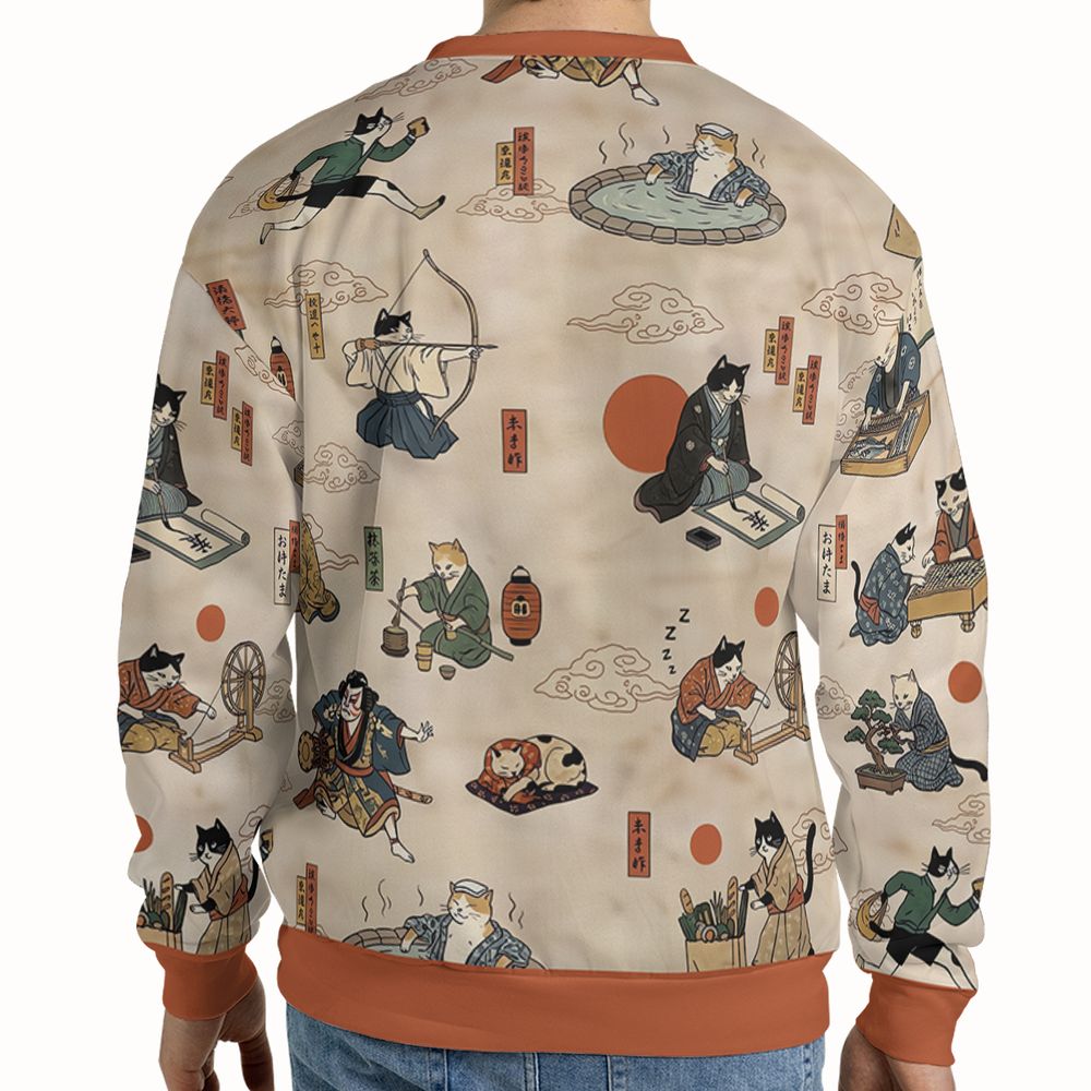 Ukiyo-e cat Full Print Sweatshirt - - 2