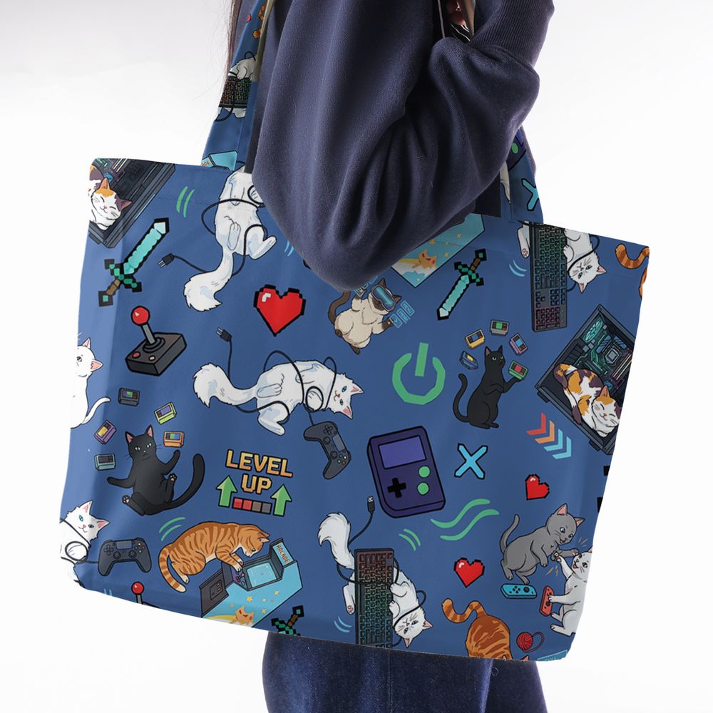 Game and Cats Large Tote Bag - - 2