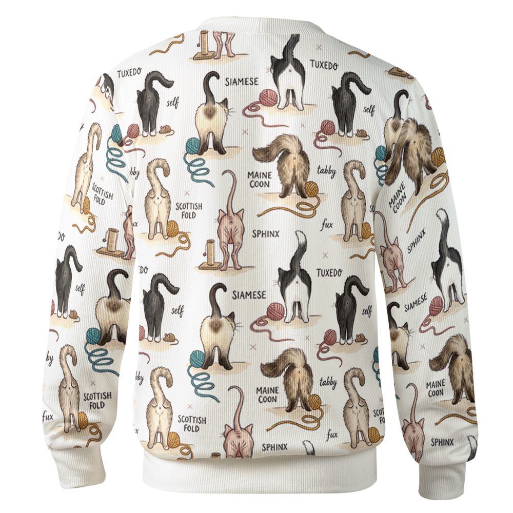 Funny Cat Butts Breed Chart Cardigan - - 2