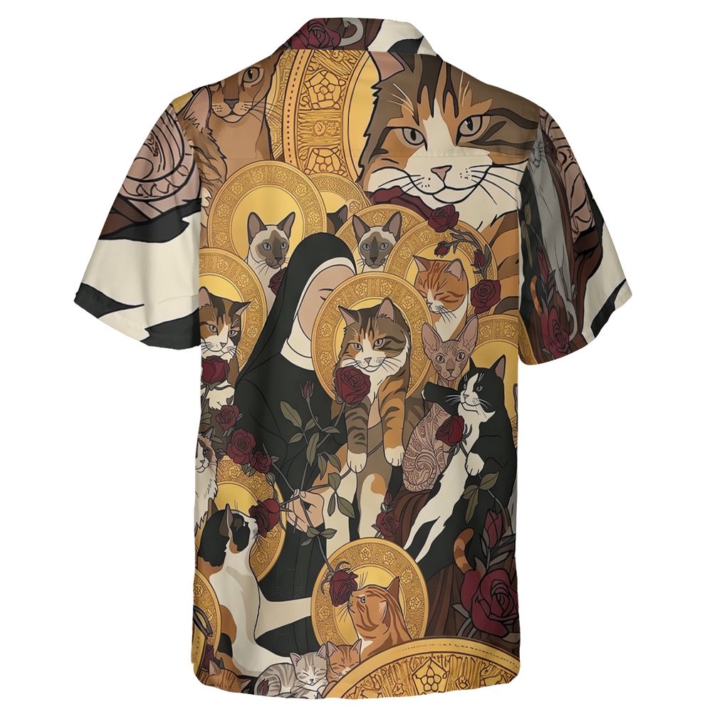 Sacred Feline Renaissance Art Hawaiian Shirt - - 2