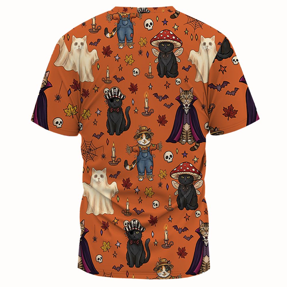 Feline Fright Fest Full Print Unisex T-Shirt - - 2