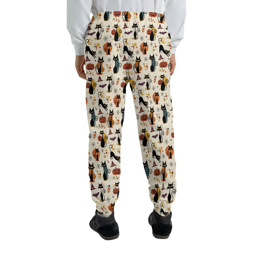 Mid Century Atomic Black Cats Sweatpants - - 2