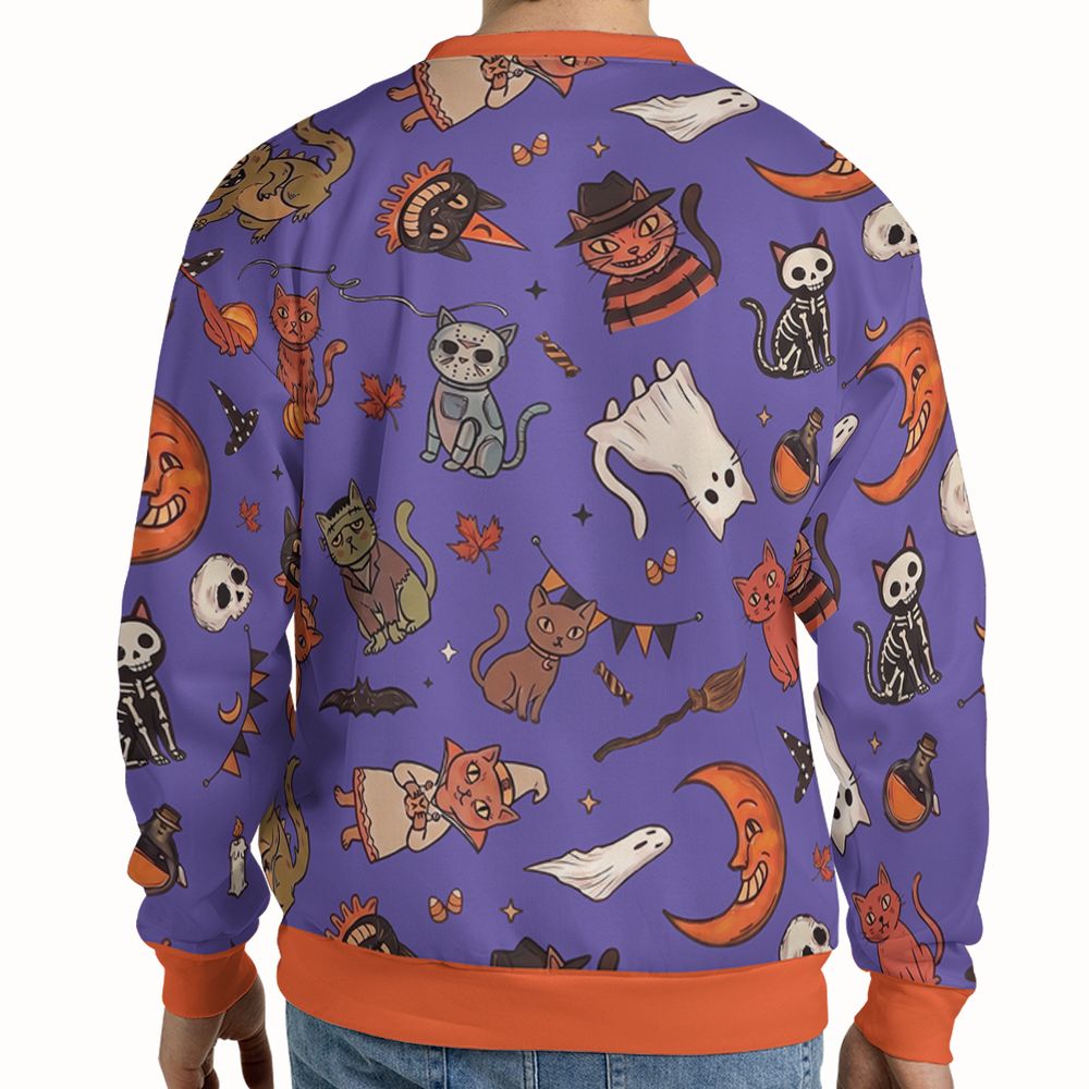 Retro Halloween Cats Purple - - 2