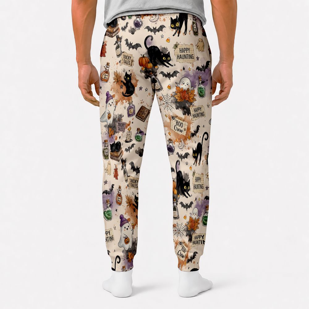 Happy Haunting Black Cat & Potion Spooky Sweatpants - - 2