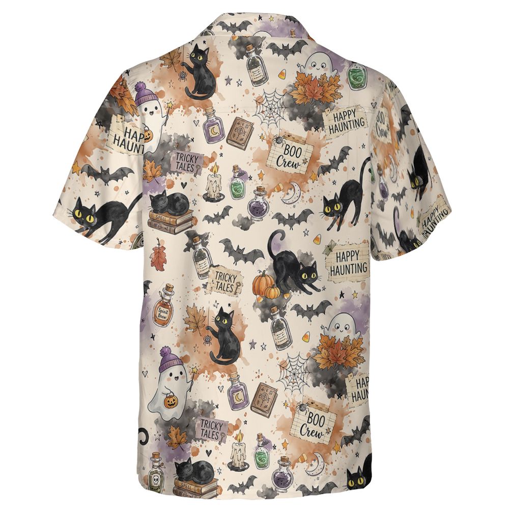 Happy Haunting Black Cat & Potion Spooky Hawaiian Shirt - - 2