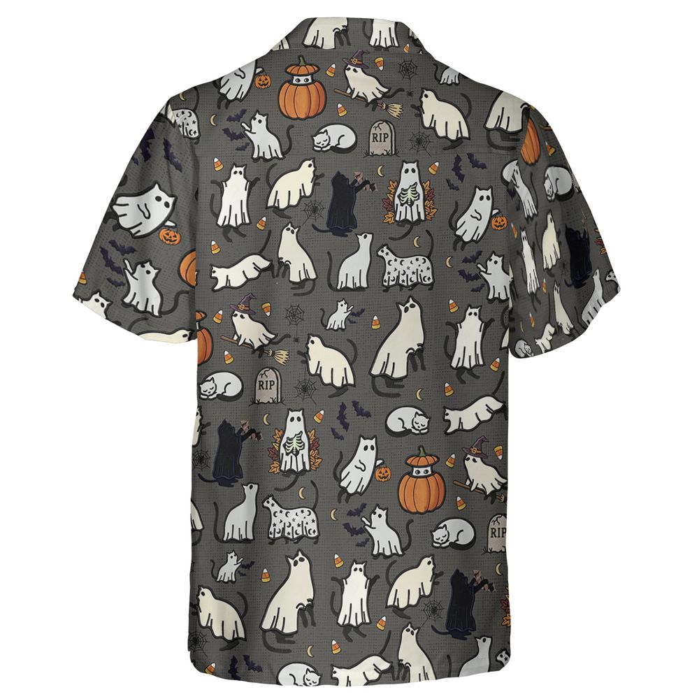 Cat Ghost Hawaiian Shirt - - 2