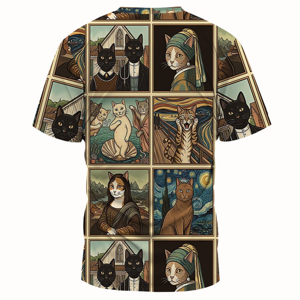 Cats in Arts Full Print Unisex T-Shirt - - 2