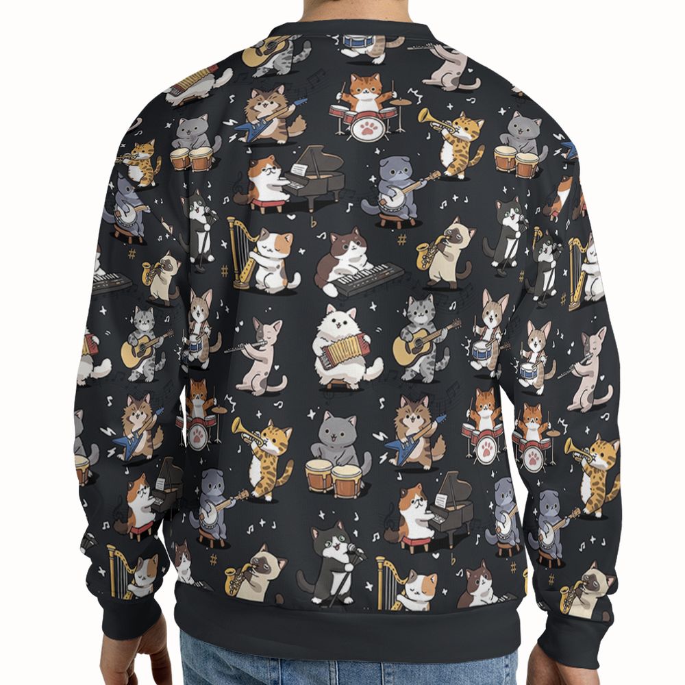 Cat Band Musical Instruments Full Print Sweatshirt - - 2