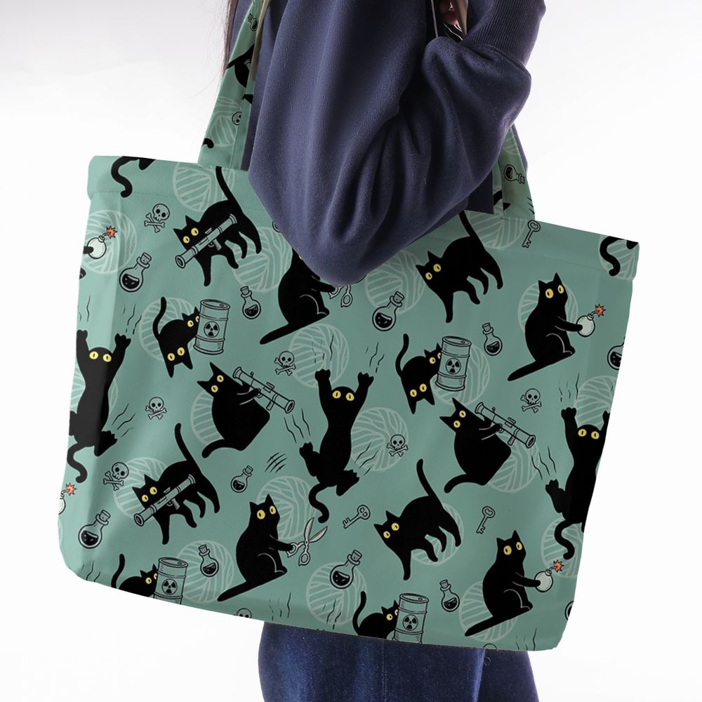 Chaotic evil cat Large Tote Bag - - 2