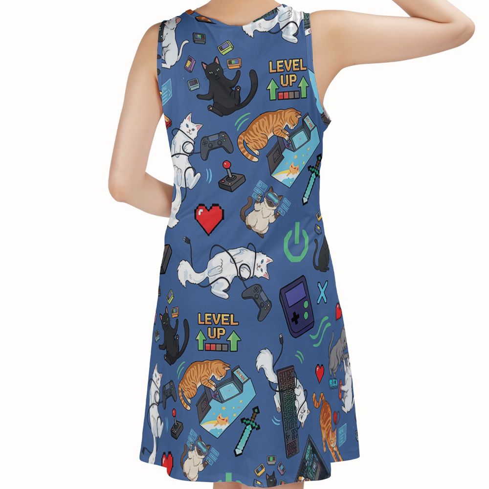 Game and Cats Sleeveless Dress - - 2