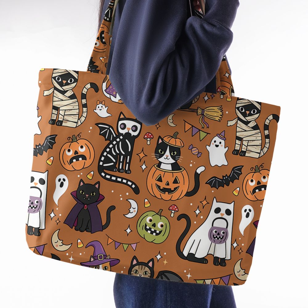 Classic Horror Cats Large Tote Bag - - 2