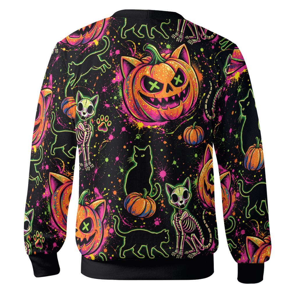 Neon Skeleton Cats & Pumpkins - - 2