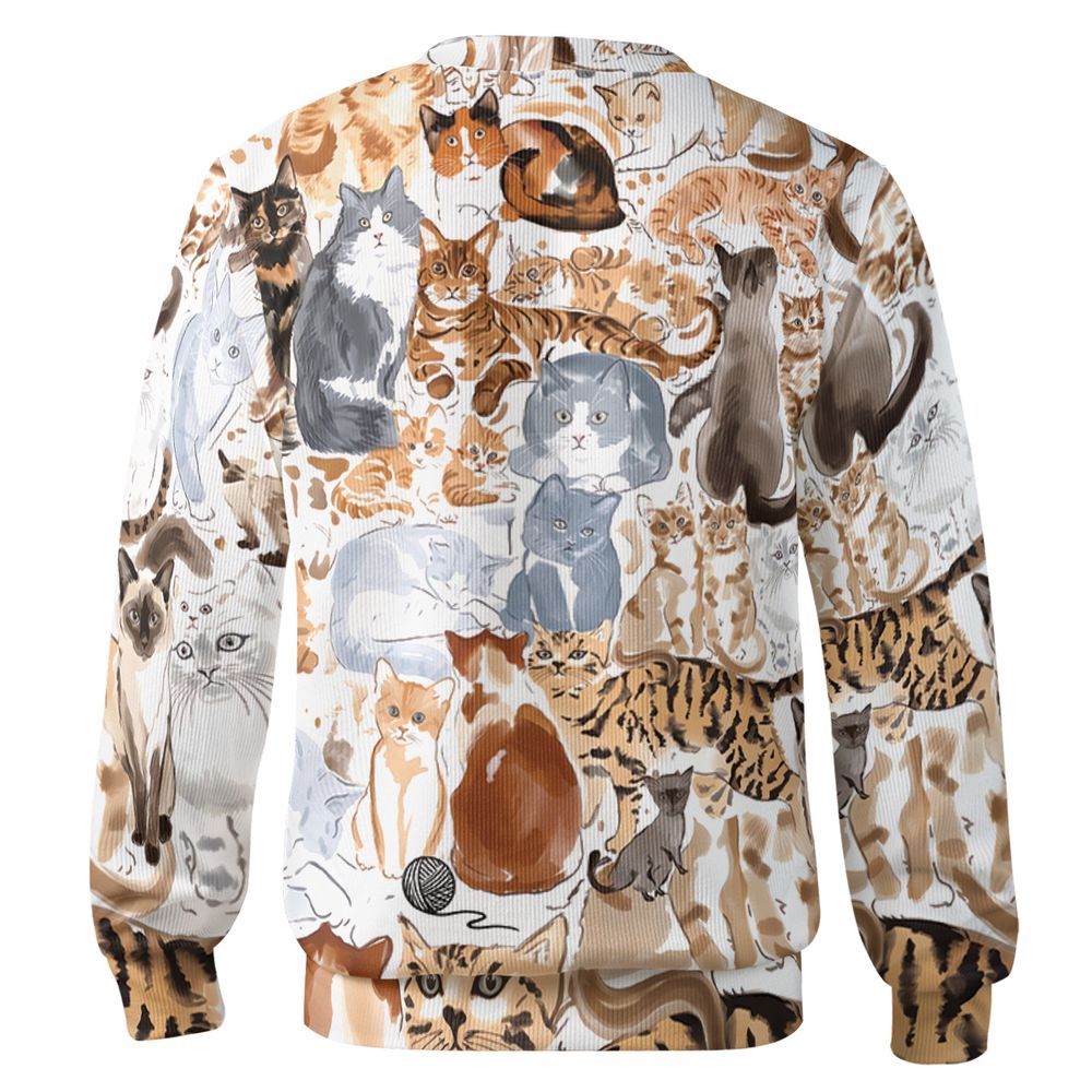 Watercolor cat Cardigan - - 2