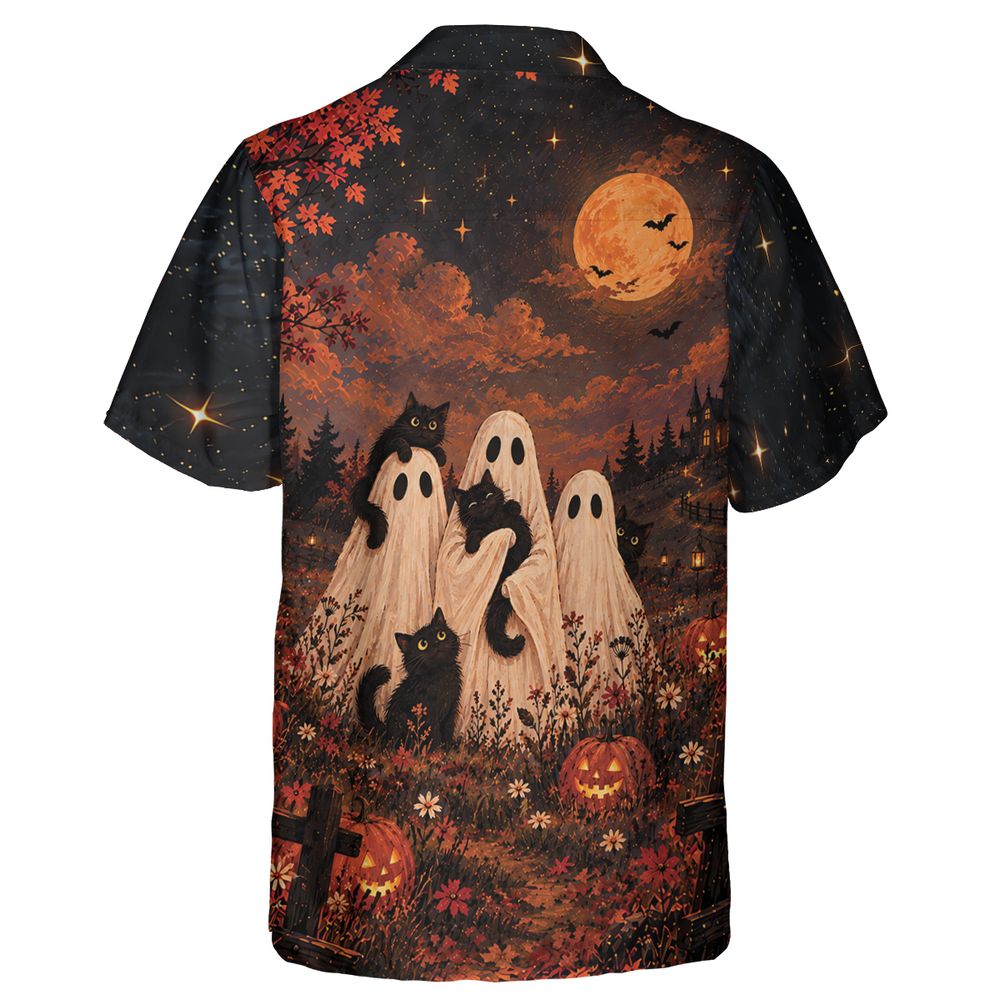 Black Cats and Ghost Halloween Night - - 2