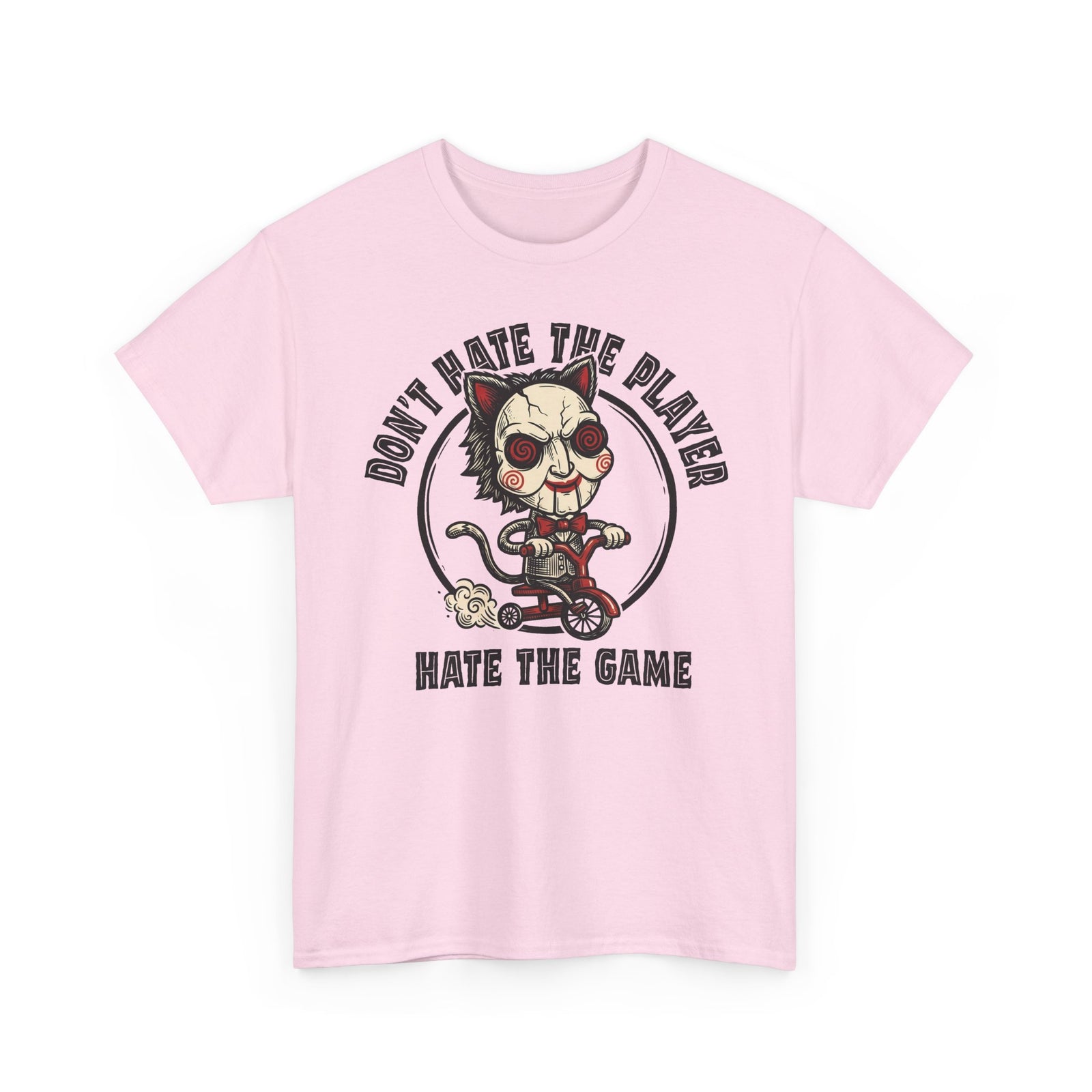 Don't Hate The Player Hate The Game SAW Cat T-Shirt — Funny Jigsaw Puppet Tee